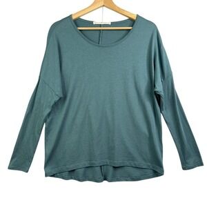 Peruvian Connection Women Green Crew neck Long Sleeve Shirt Size‎ S Pima Cotton